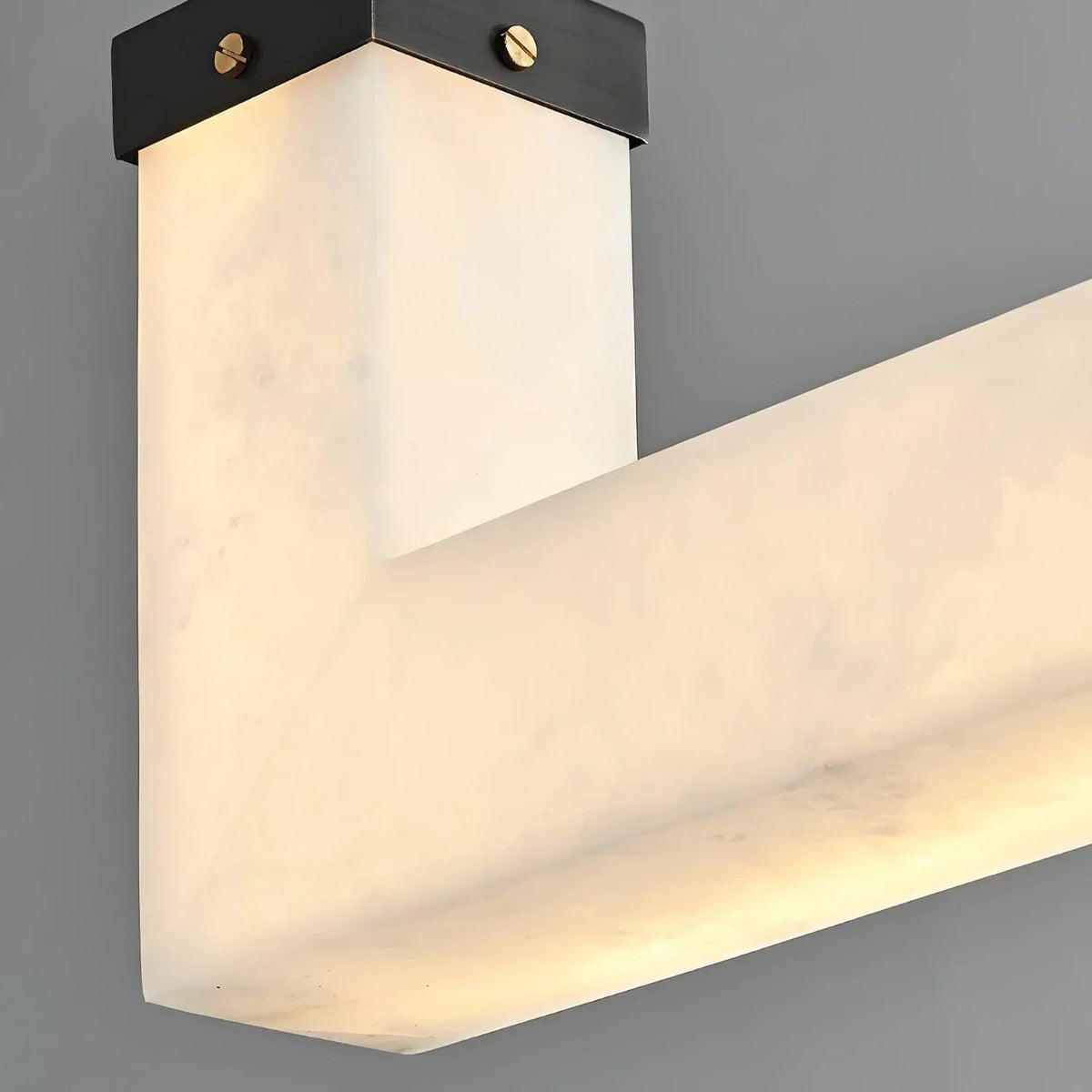 L-Shaped Linear Pendant Light in alabaster for Kitchen Island by AUVIELIGHT