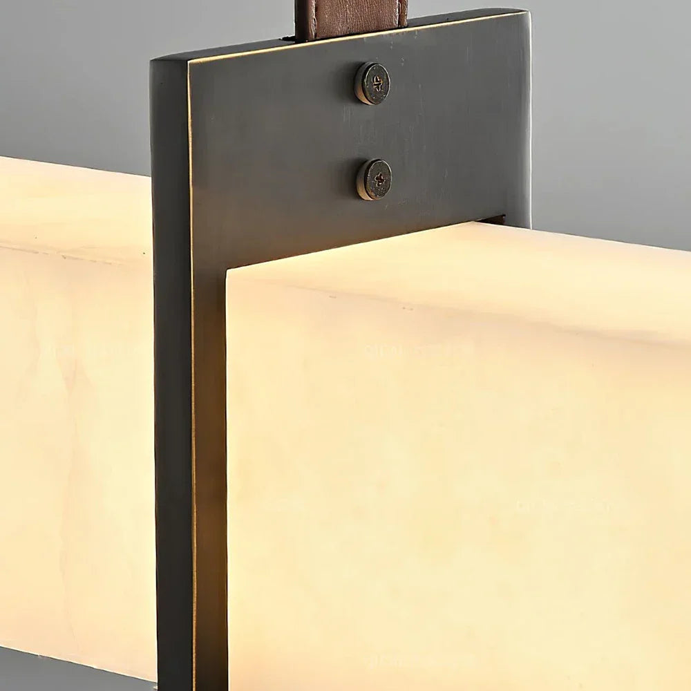 L-Shaped Linear Pendant Light in alabaster for Kitchen Island by AUVIELIGHT