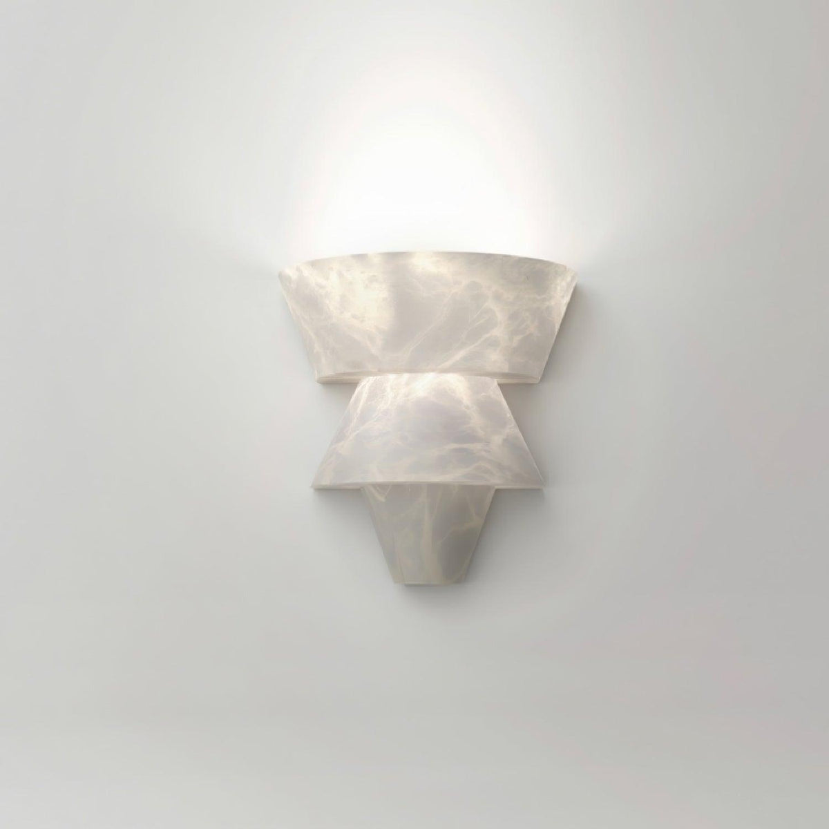 Laboratory Tiered Wall Sconce in alabaster for Hallway by AUVIELIGHT, Model B L 8.7" x W 5.1" x H 9.1" / L 22cm x W 13cm x H 23cm / White
