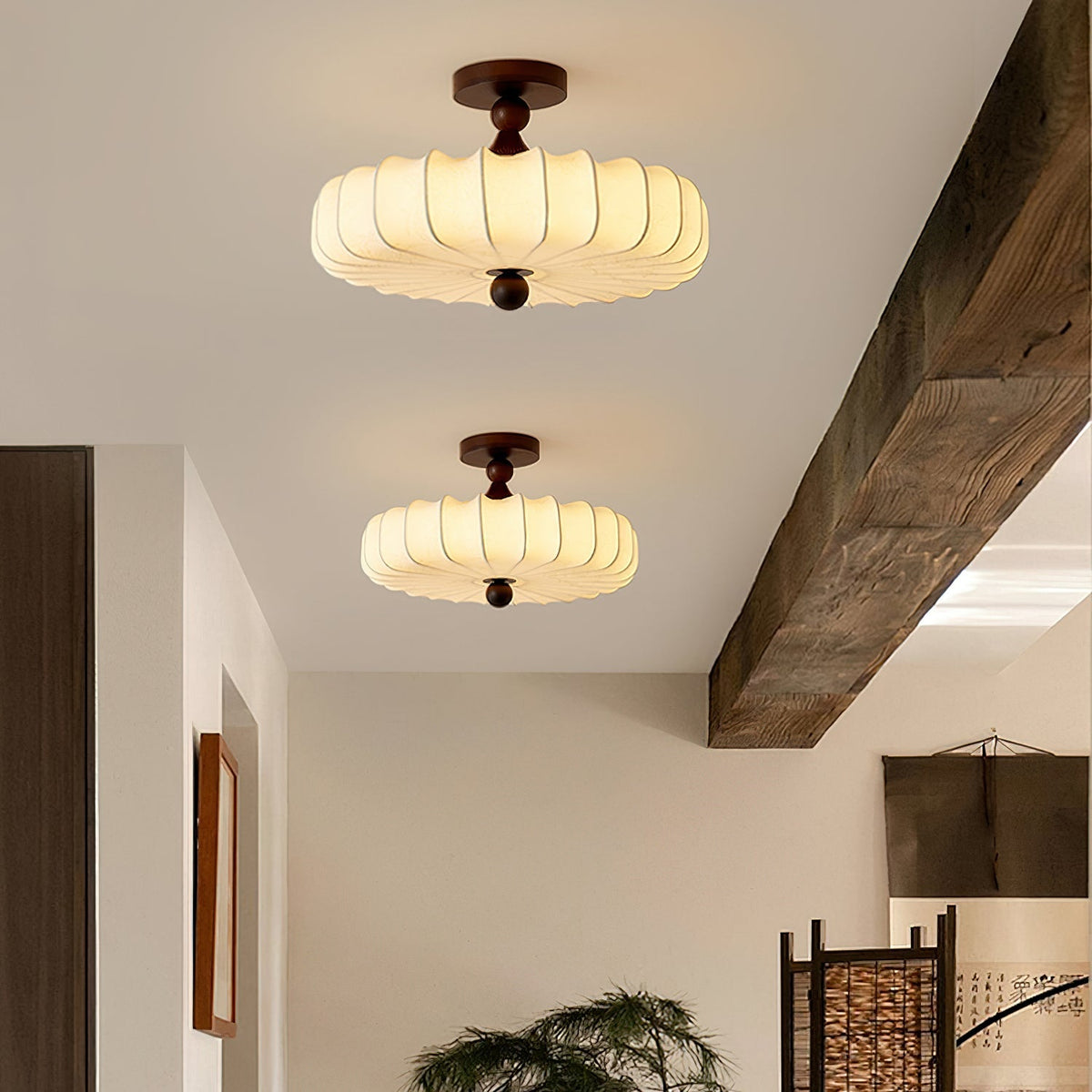 Fabric Lattice Ceiling Light for Living Room by AUVIELIGHT