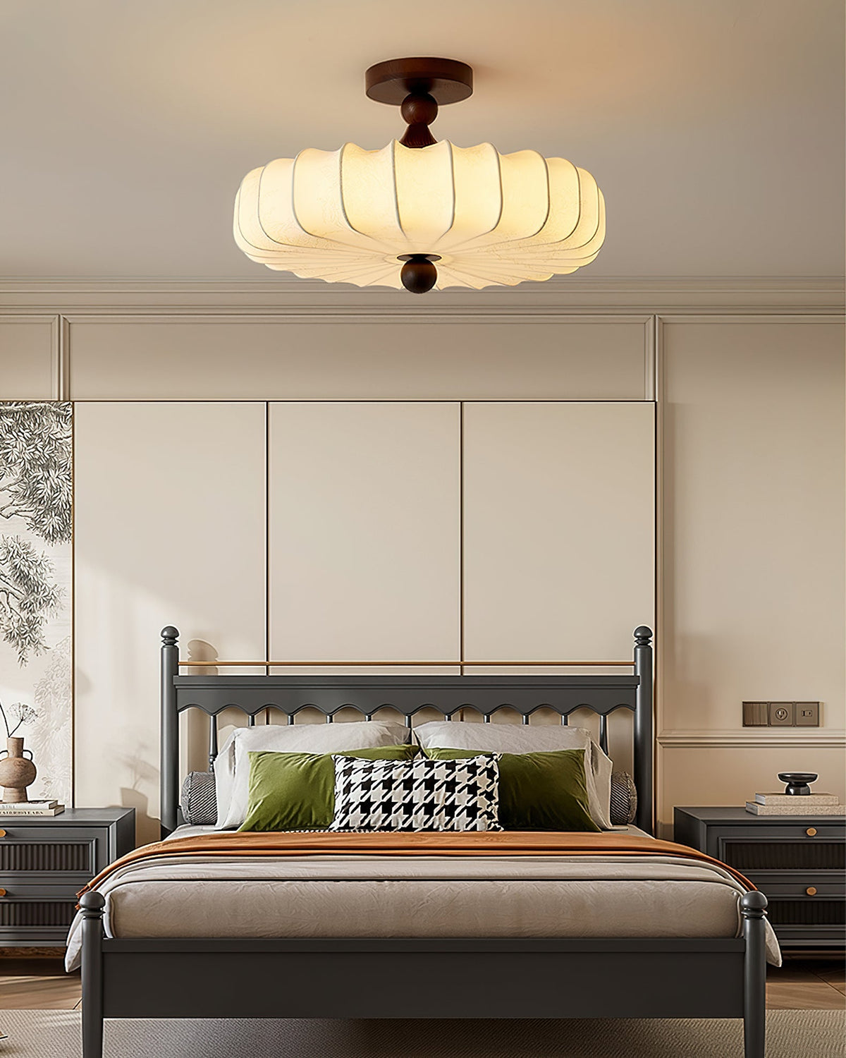 Fabric Lattice Ceiling Light for Living Room by AUVIELIGHT