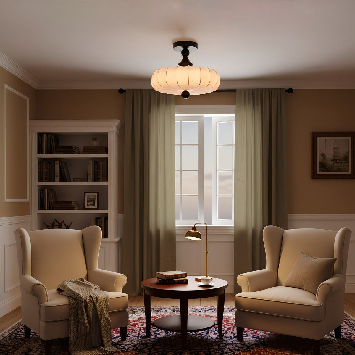 Fabric Lattice Ceiling Light for Living Room by AUVIELIGHT