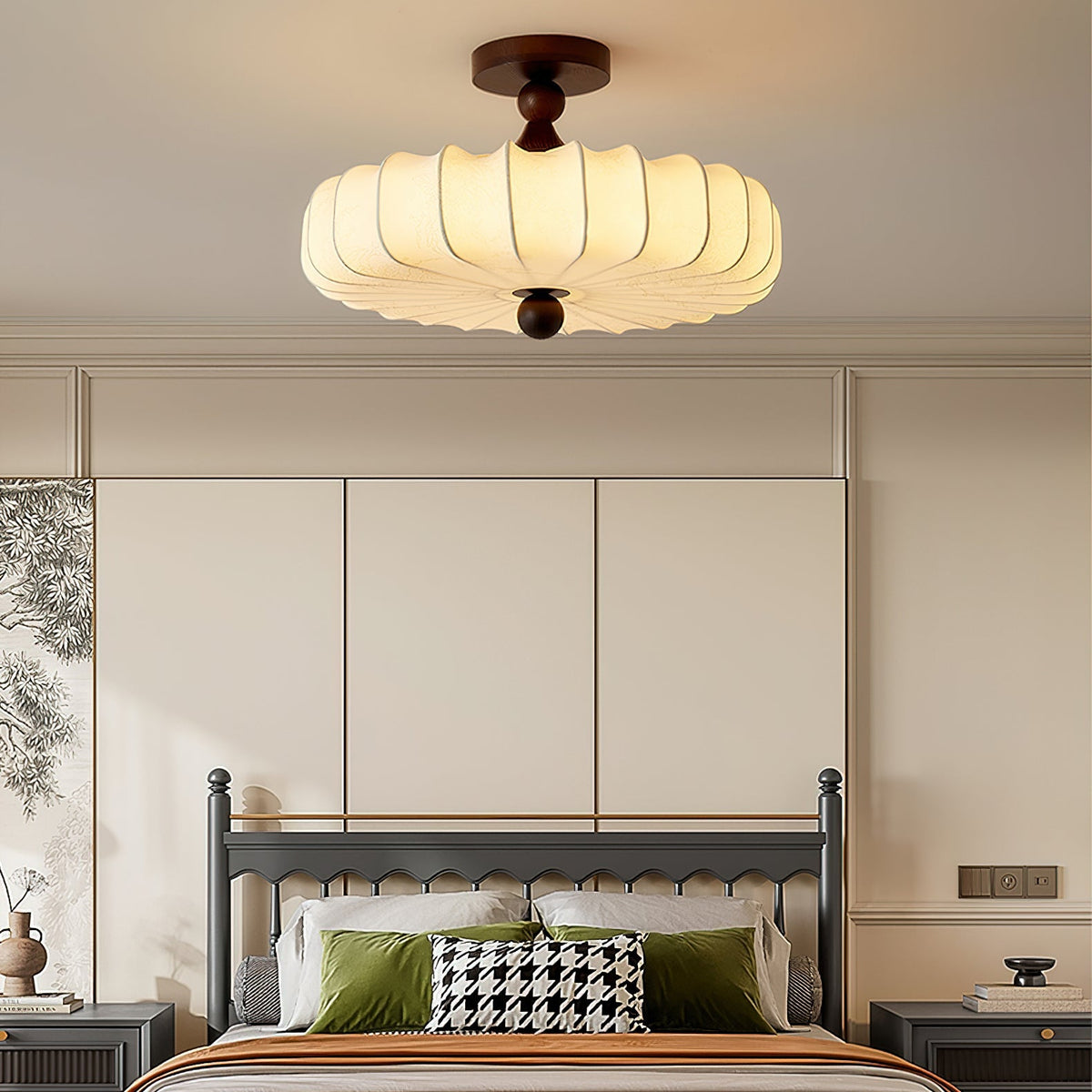 Fabric Lattice Ceiling Light for Living Room by AUVIELIGHT