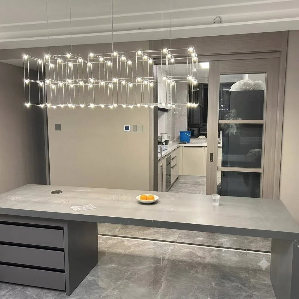 Latticework Linear Chandelier for Dining Room by AUVIELIGHT