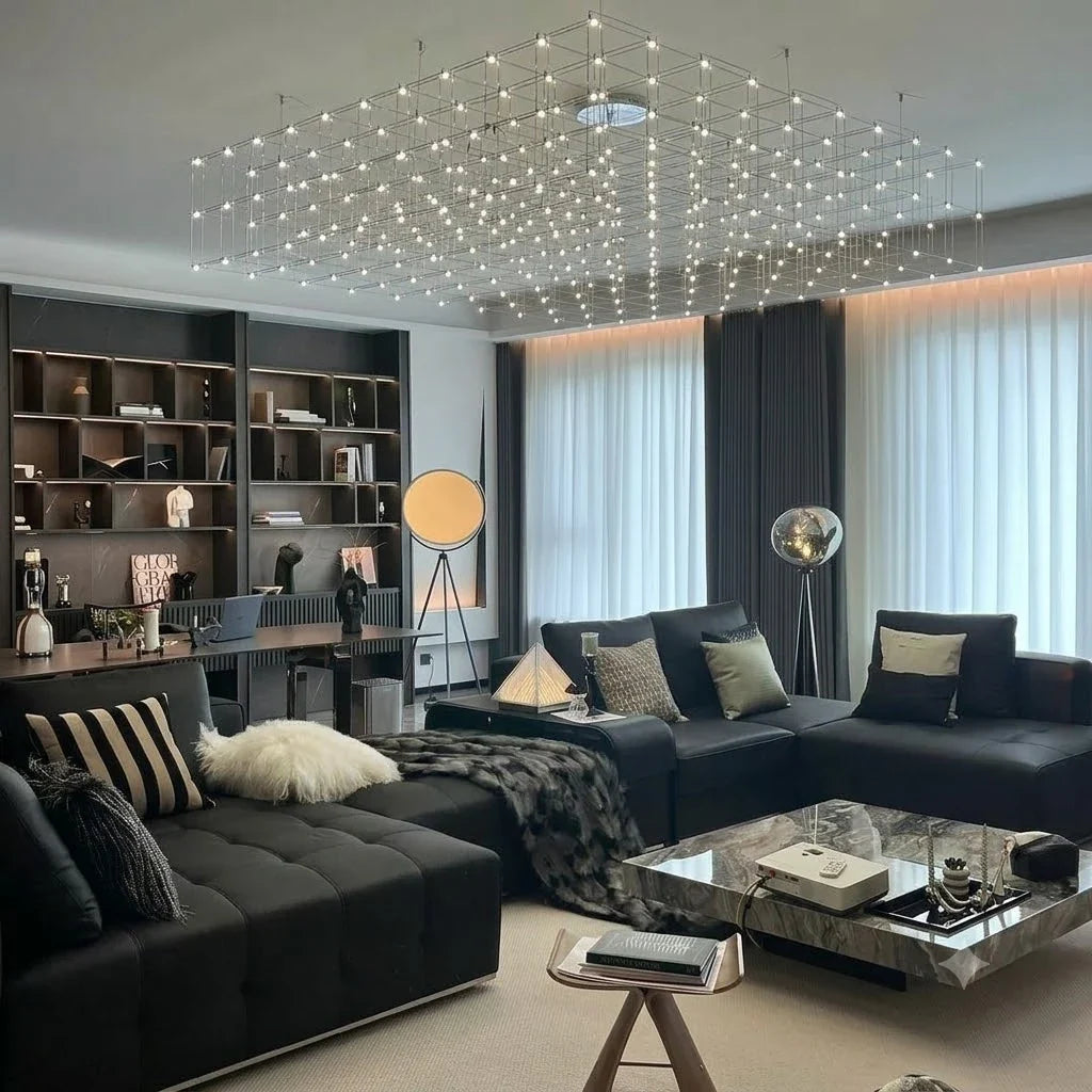 Latticework Linear Chandelier for Dining Room by AUVIELIGHT