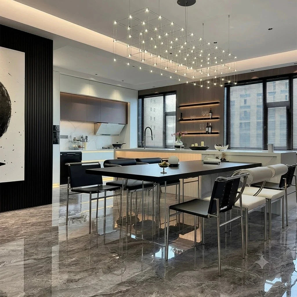 Latticework Linear Chandelier for Dining Room by AUVIELIGHT