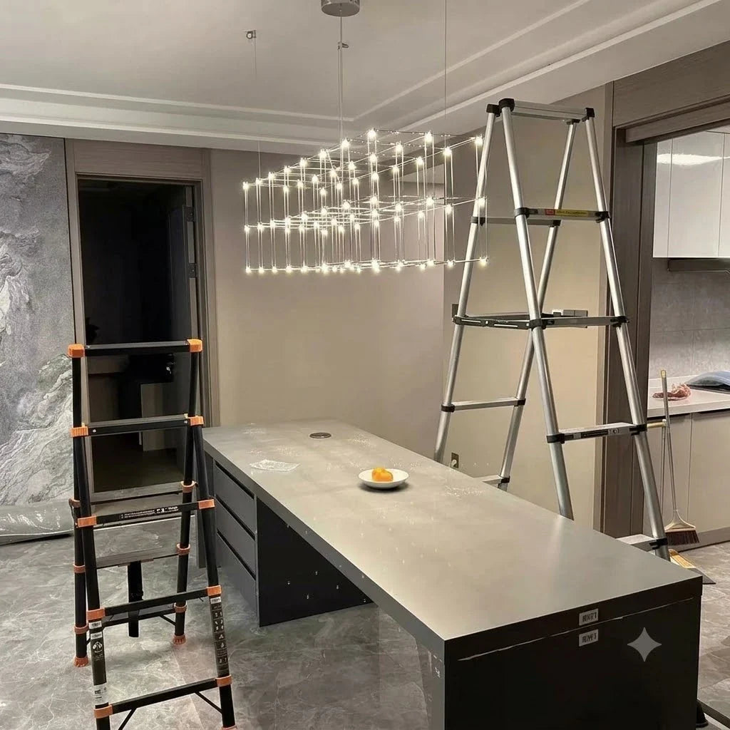 Latticework Linear Chandelier for Dining Room by AUVIELIGHT