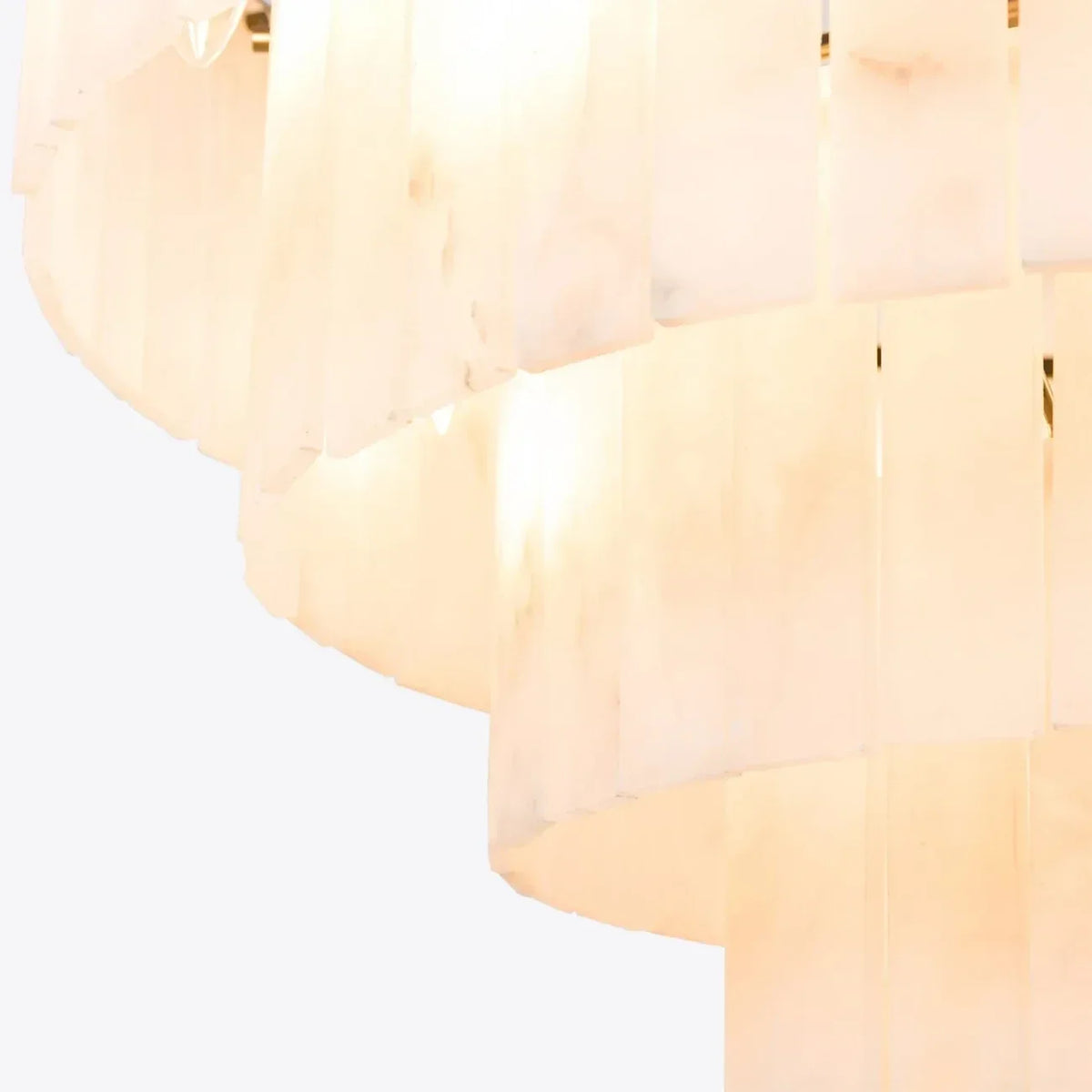 Layered Drum Chandelier in alabaster for Dining Room by AUVIELIGHT