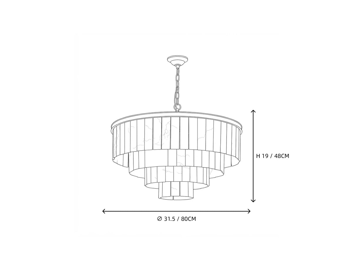 Layered Drum Chandelier in alabaster for Dining Room by AUVIELIGHT