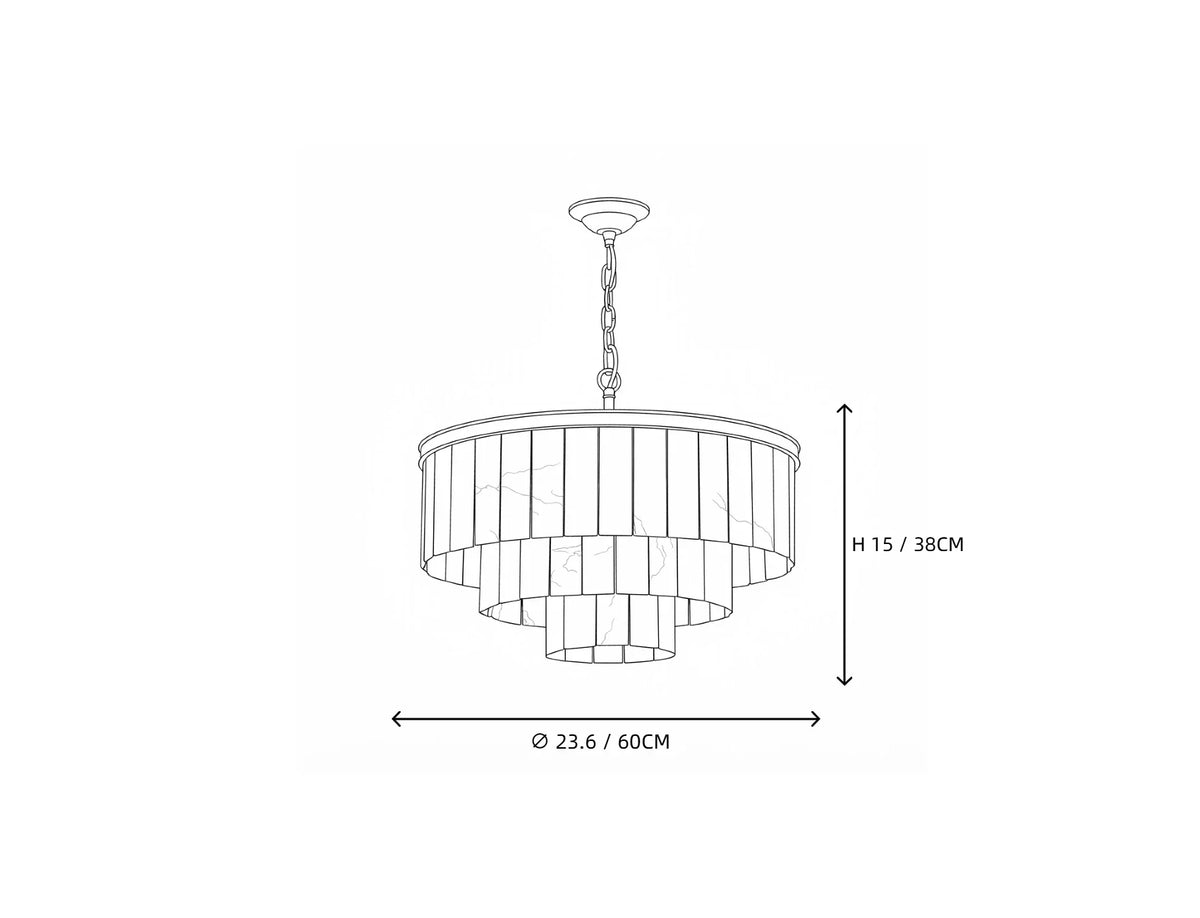 Layered Drum Chandelier in alabaster for Dining Room by AUVIELIGHT