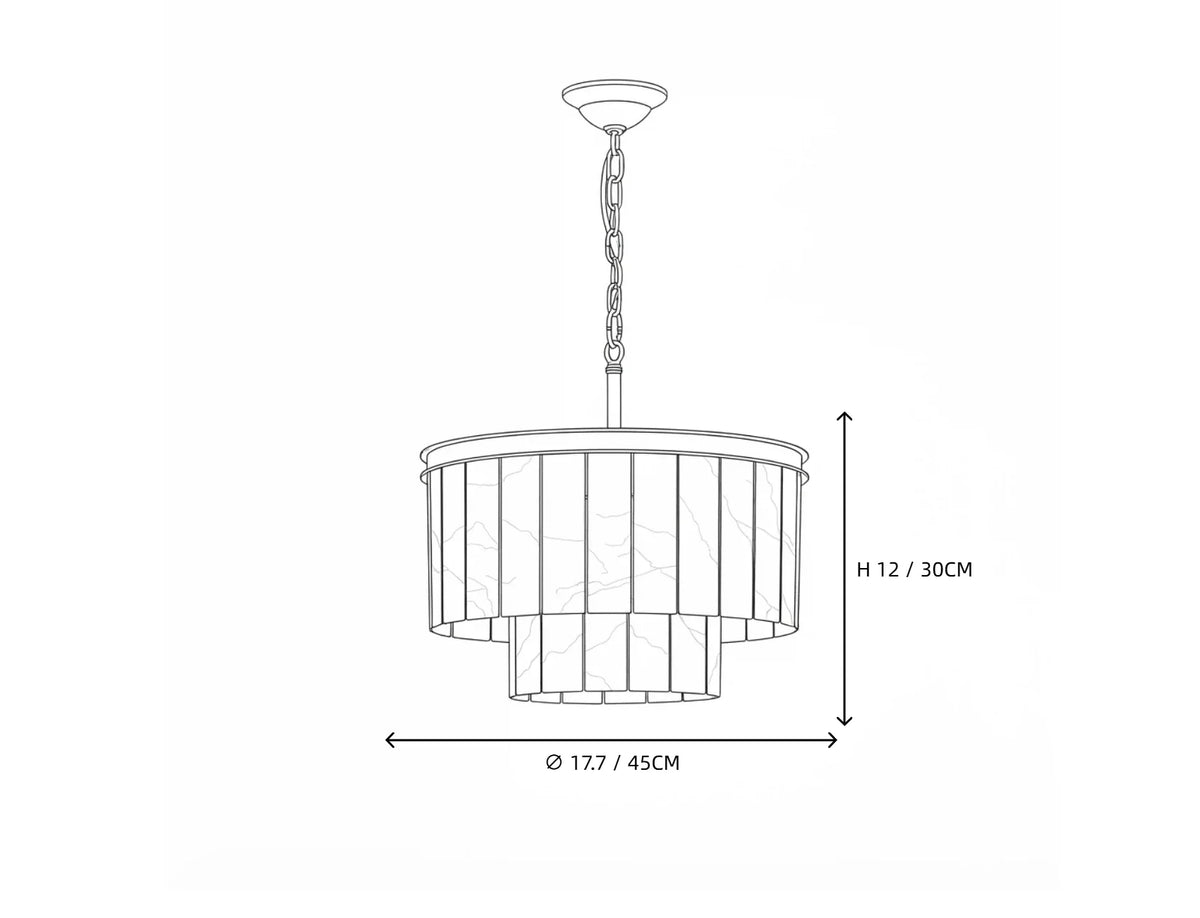 Layered Drum Chandelier in alabaster for Dining Room by AUVIELIGHT