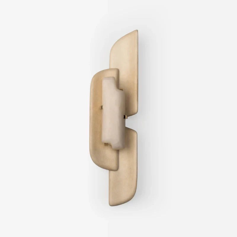 Cloud Layered Wall Sconce in stone for Hallway by AUVIELIGHT, ∅ 7.5" x H 28.3" / White Alabaster & Beige / Warm Light