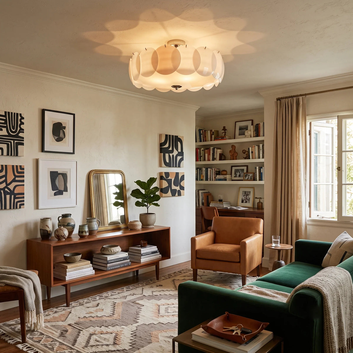 Layered Disc Flush Mount in glass for Low Ceilings by AUVIELIGHT