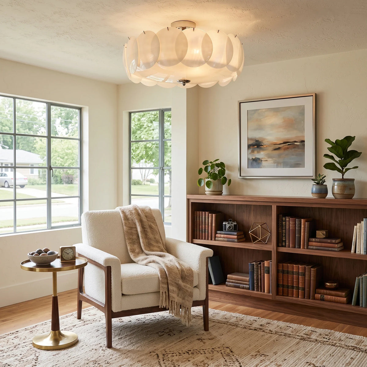 Layered Disc Flush Mount in glass for Low Ceilings by AUVIELIGHT
