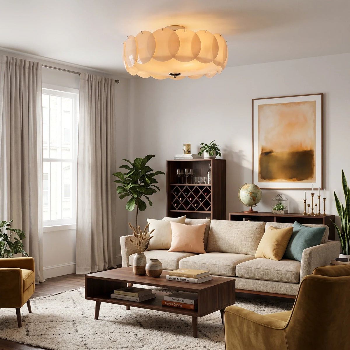 Layered Disc Flush Mount in glass for Low Ceilings by AUVIELIGHT