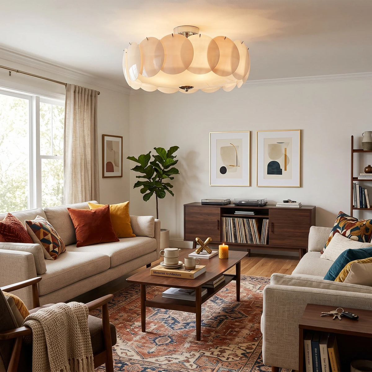 Layered Disc Flush Mount in glass for Low Ceilings by AUVIELIGHT
