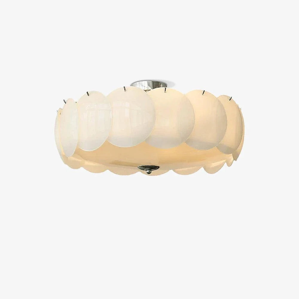 Layered Disc Flush Mount in glass for Low Ceilings by AUVIELIGHT, ∅ 19.7" x H 9.1"/Dia 50cm x H 23cm / Copper & White