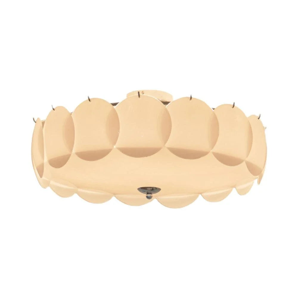 Layered Disc Flush Mount in glass for Low Ceilings by AUVIELIGHT, ∅ 23.6" x H 9.1"/Dia 60cm x H 23cm / Copper & White