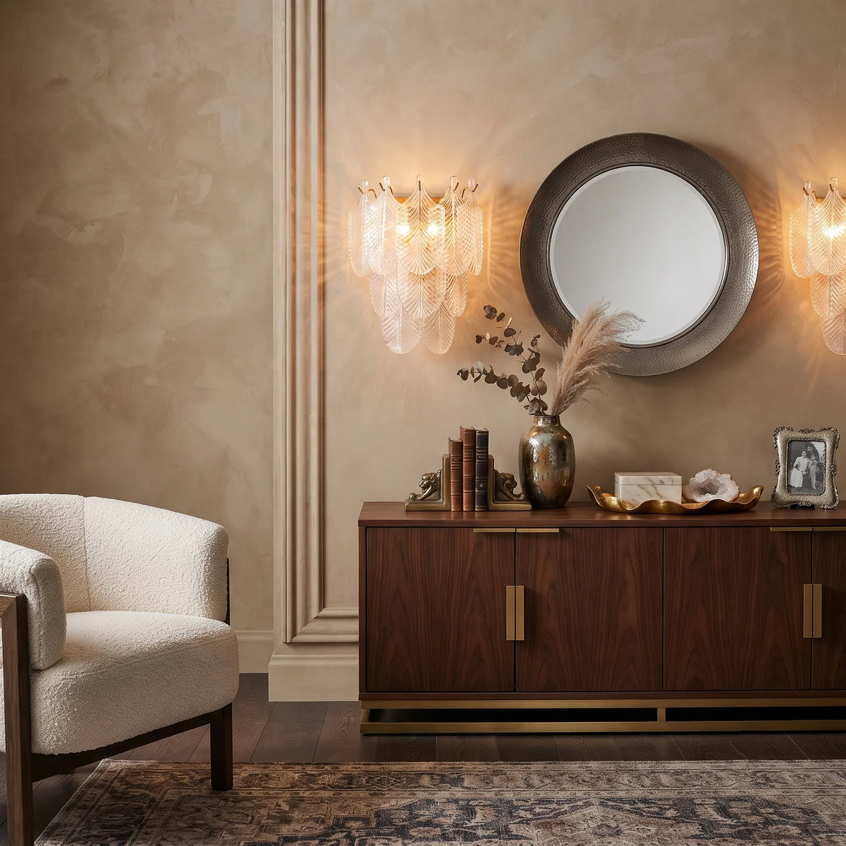 Leaf Wall Sconce in textured glass for Hallway by AUVIELIGHT