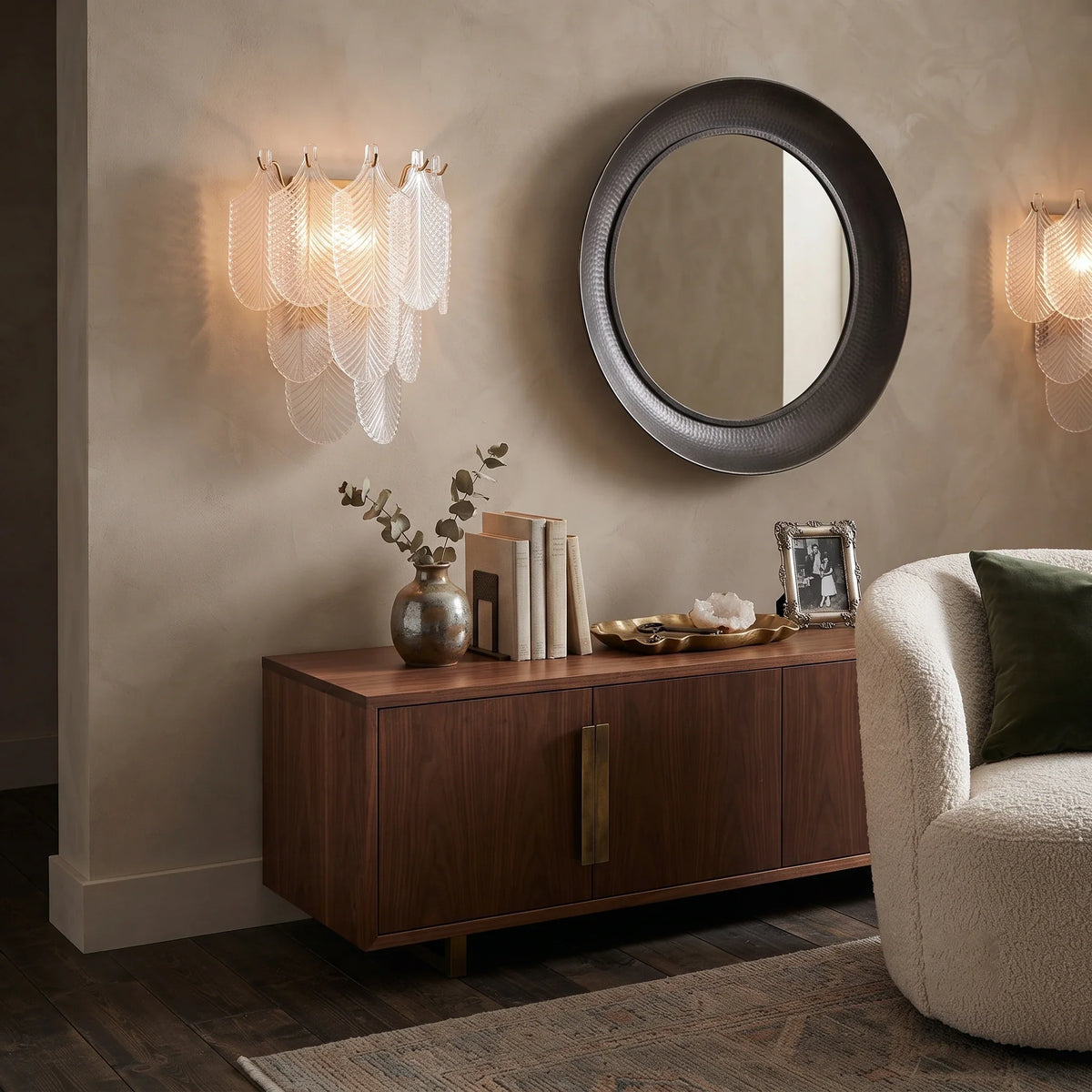 Leaf Wall Sconce in textured glass for Hallway by AUVIELIGHT