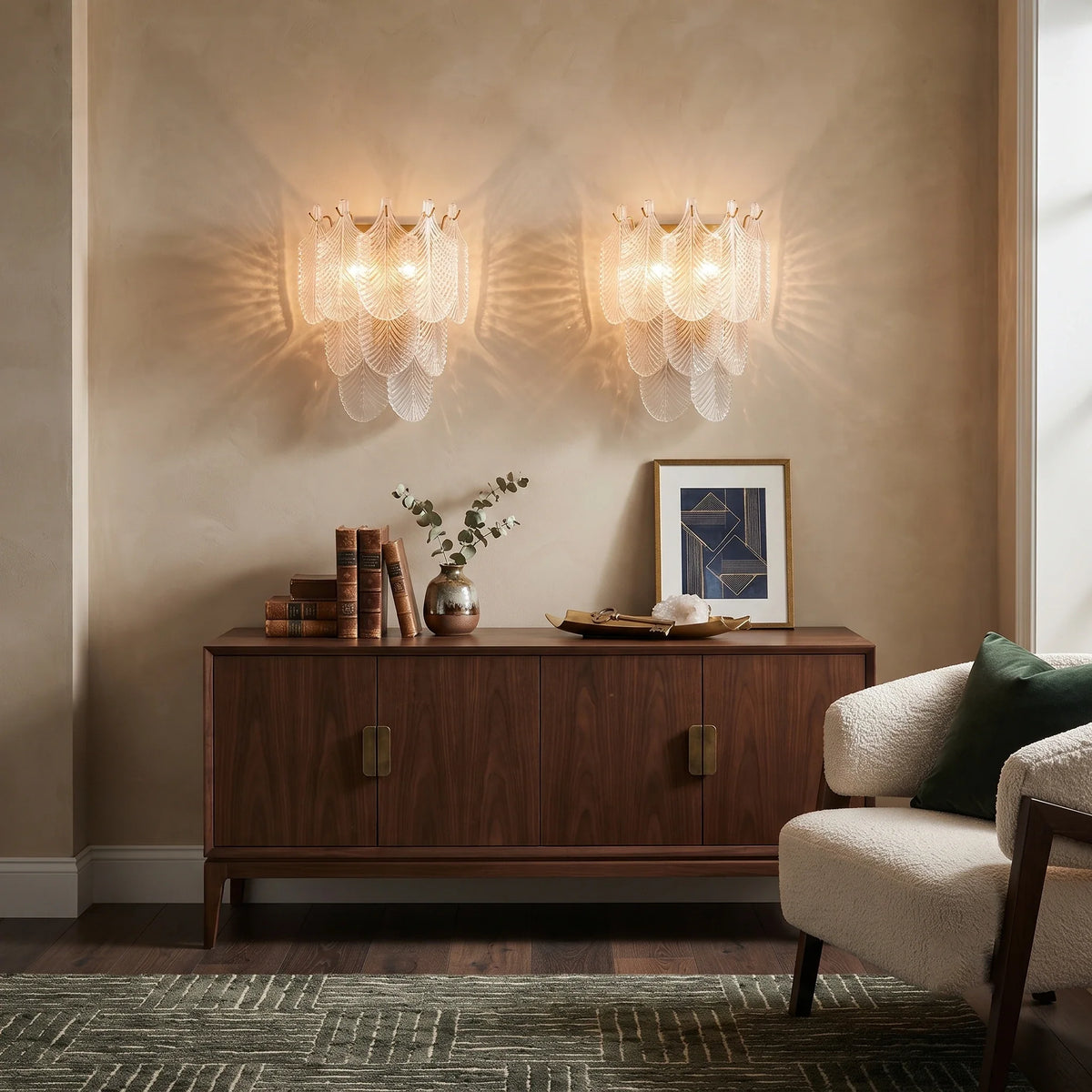 Leaf Wall Sconce in textured glass for Hallway by AUVIELIGHT