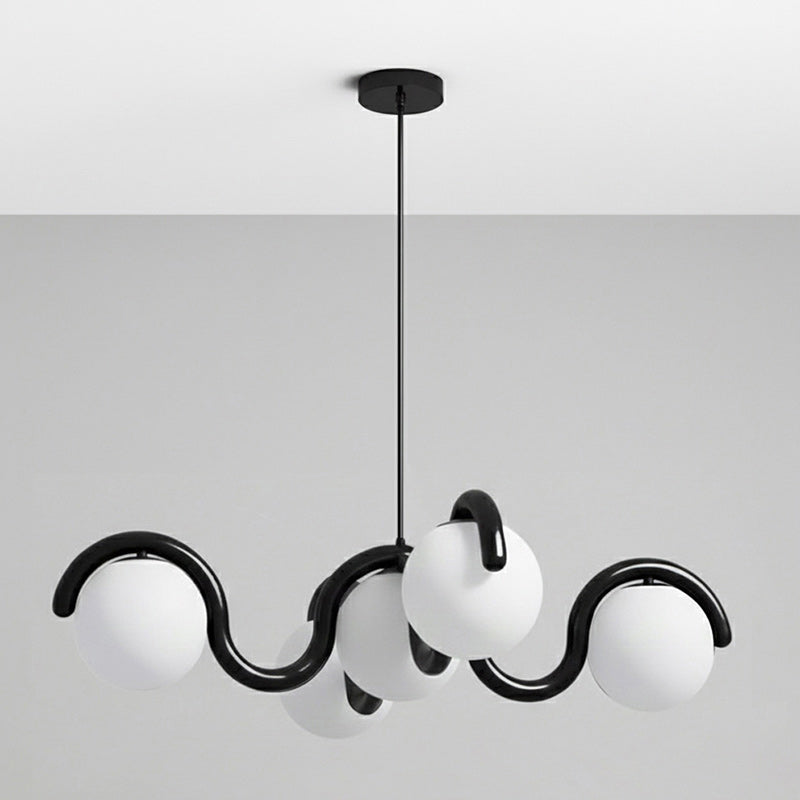 Lenox Clarke Chandelier for Dining Room by AUVIELIGHT, 5 heads: D 43″ x H 13″ / D 109cm x H 33cm / Black