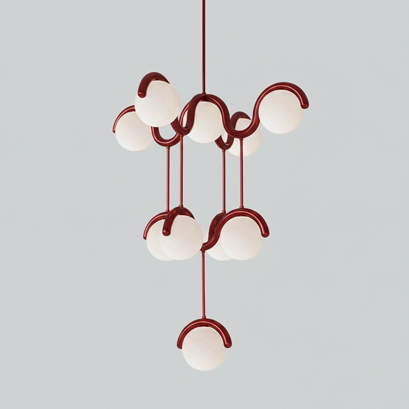 Lenox Clarke Chandelier for Dining Room by AUVIELIGHT, 5+4+1 heads: D 43″ x H 53.1″ / D 109cm x H 135cm / Red