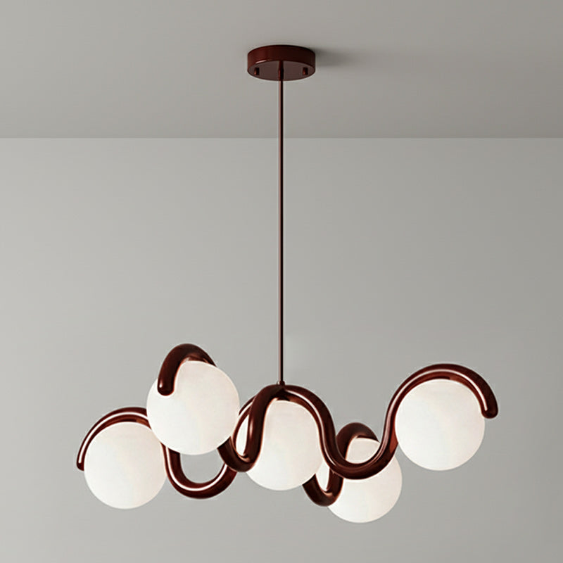 Lenox Clarke Chandelier for Dining Room by AUVIELIGHT, 5 heads: D 43″ x H 13″ / D 109cm x H 33cm / Red