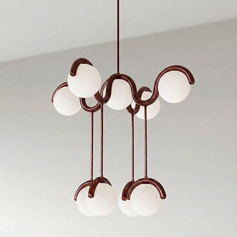 Lenox Clarke Chandelier for Dining Room by AUVIELIGHT, 5+4 heads: D 43″ x H 45.3″ / D 109cm x H 115cm / Red