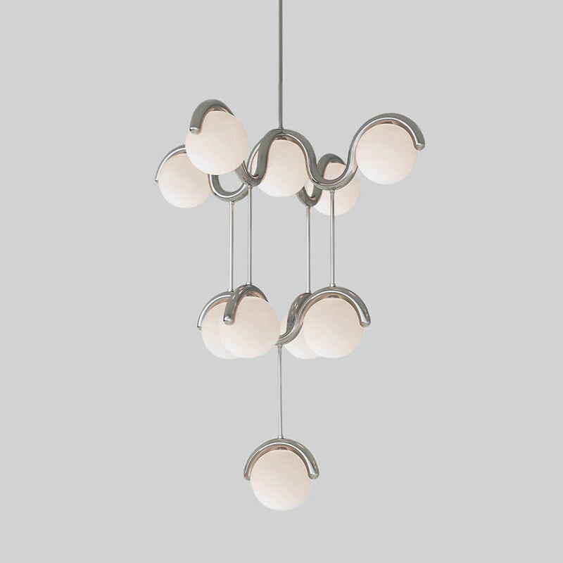 Lenox Clarke Chandelier for Dining Room by AUVIELIGHT, 5+4+1 heads: D 43″ x H 53.1″ / D 109cm x H 135cm / Silver