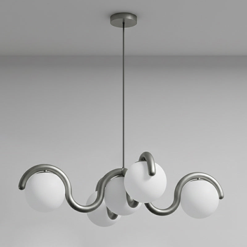 Lenox Clarke Chandelier for Dining Room by AUVIELIGHT, 5 heads: D 43″ x H 13″ / D 109cm x H 33cm / Silver