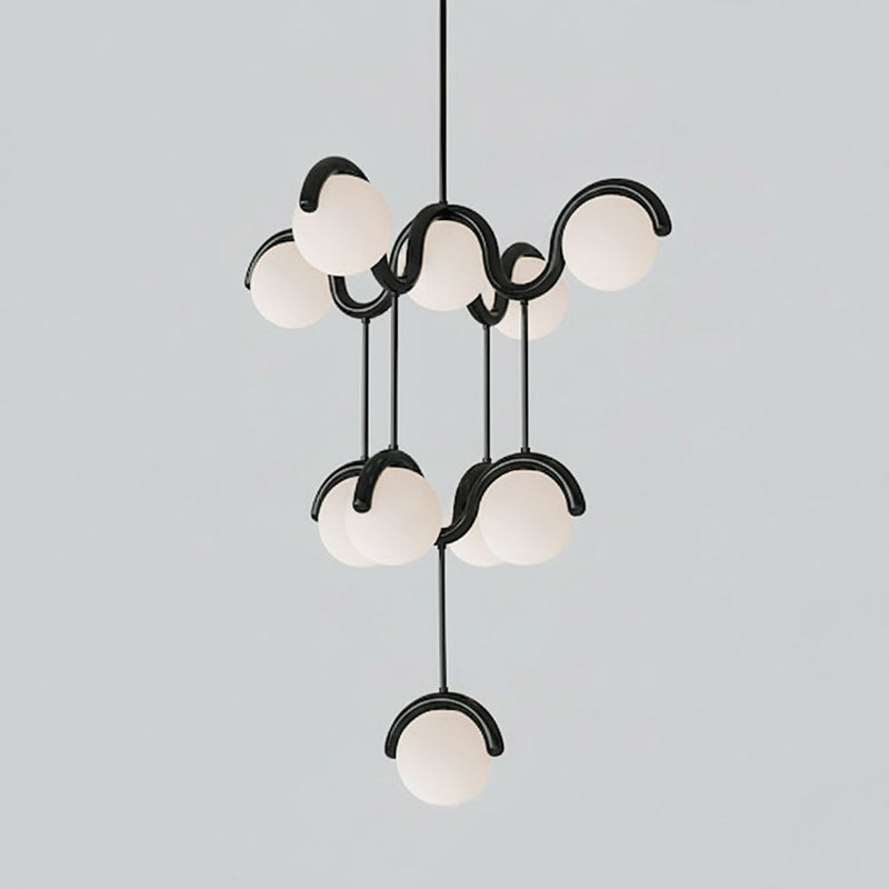 Lenox Clarke Chandelier for Dining Room by AUVIELIGHT, 5+4+1 heads: D 43″ x H 53.1″ / D 109cm x H 135cm / Black