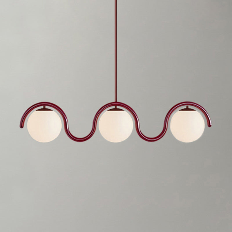 Lenox Linear Chandelier for Dining Room by AUVIELIGHT, 3 heads: L 43″ x H 9.4″ / Red