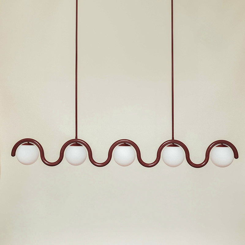 Lenox Linear Chandelier for Dining Room by AUVIELIGHT, 5 heads: L 73″ x H 9.4″ / Red