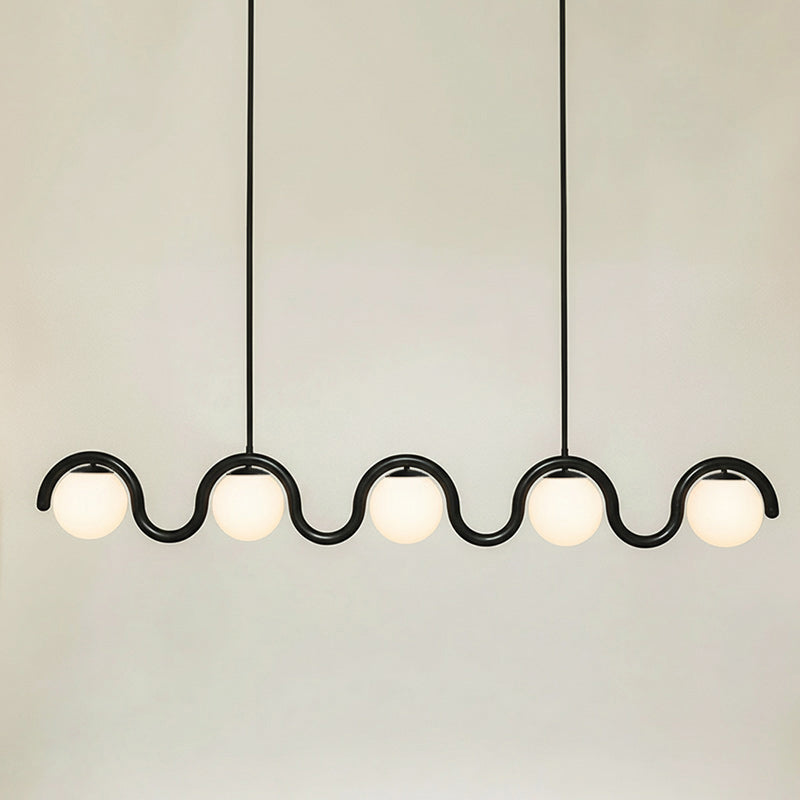 Lenox Linear Chandelier for Dining Room by AUVIELIGHT, 5 heads: L 73″ x H 9.4″ / Black