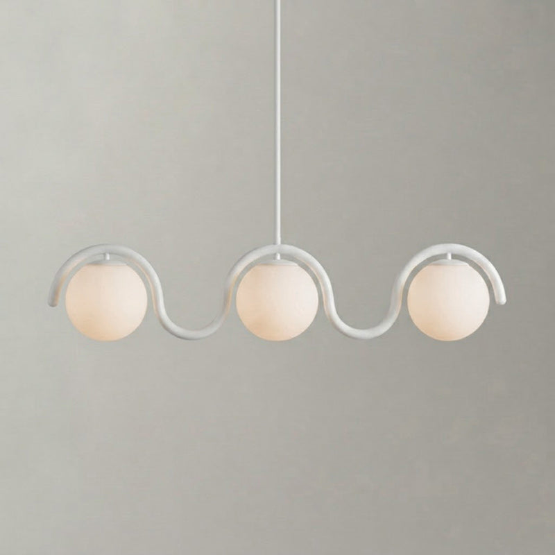 Lenox Linear Chandelier for Dining Room by AUVIELIGHT, 3 heads: L 43″ x H 9.4″ / White