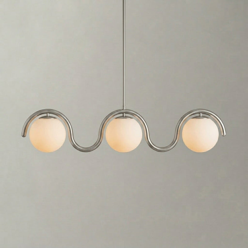 Lenox Linear Chandelier for Dining Room by AUVIELIGHT, 3 heads: L 43″ x H 9.4″ / Silver