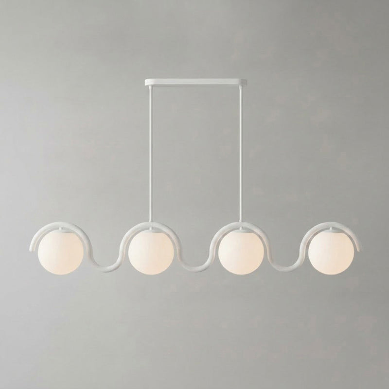 Lenox Linear Chandelier for Dining Room by AUVIELIGHT, 4 heads: L 59″ x H 9.4″ / White
