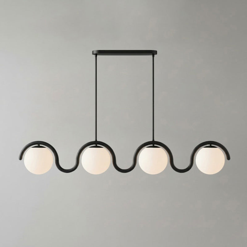 Lenox Linear Chandelier for Dining Room by AUVIELIGHT, 4 heads: L 59″ x H 9.4″ / Black