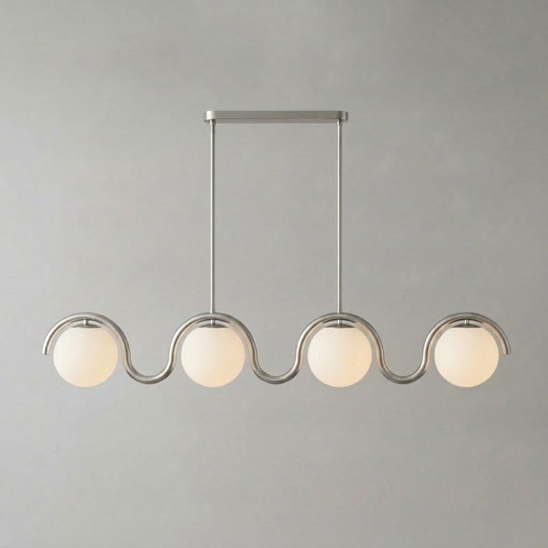 Lenox Linear Chandelier for Dining Room by AUVIELIGHT, 4 heads: L 59″ x H 9.4″ / Silver