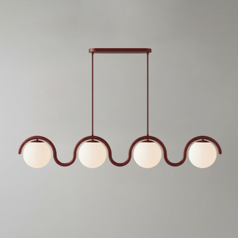 Lenox Linear Chandelier for Dining Room by AUVIELIGHT, 4 heads: L 59″ x H 9.4″ / Red