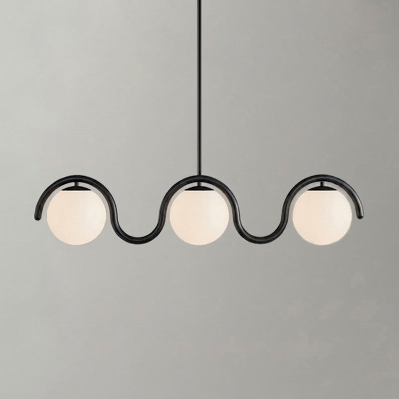 Lenox Linear Chandelier for Dining Room by AUVIELIGHT, 3 heads: L 43″ x H 9.4″ / Black