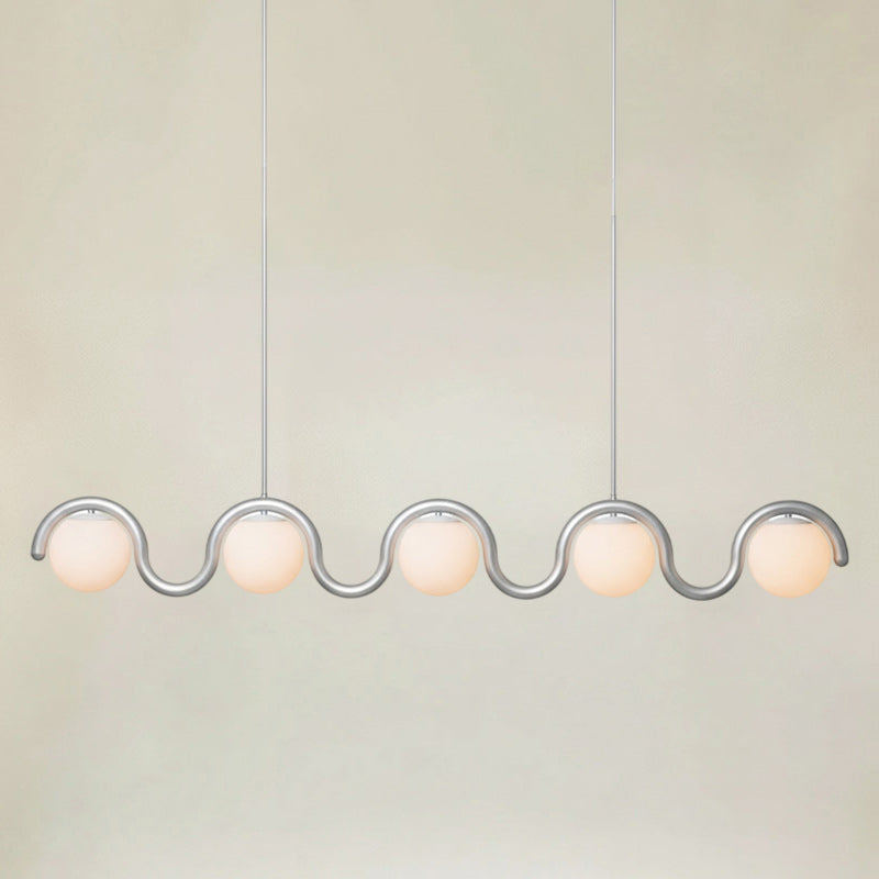 Lenox Linear Chandelier for Dining Room by AUVIELIGHT, 5 heads: L 73″ x H 9.4″ / Silver