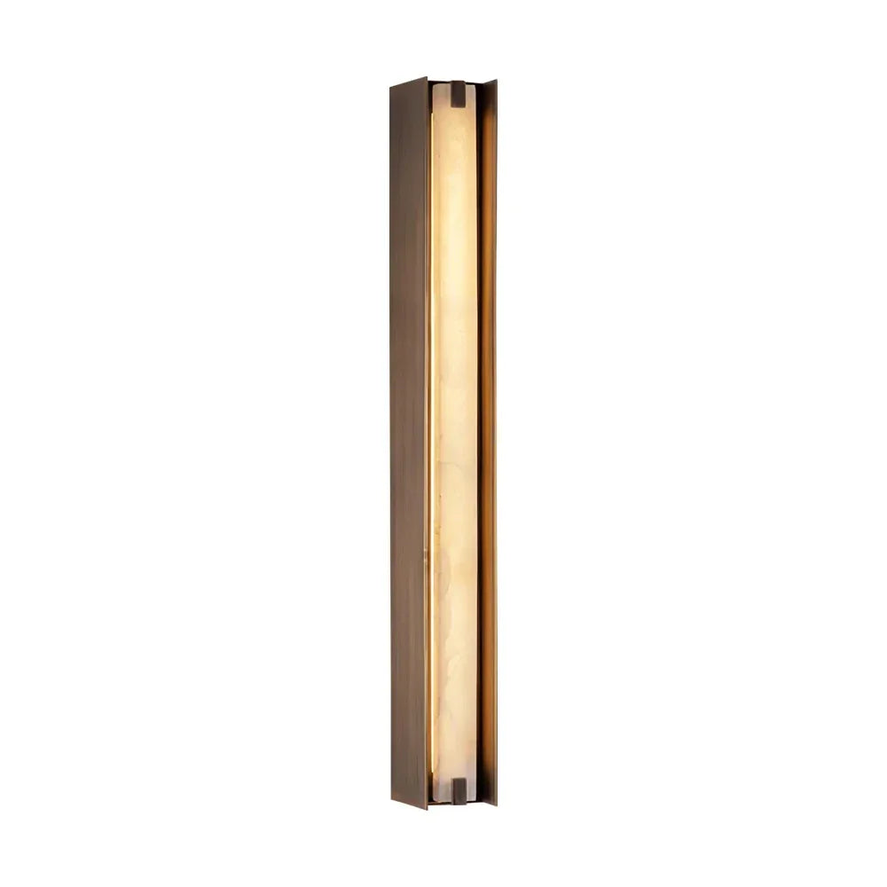 Linear Wall Sconce in alabaster for Hallway by AUVIELIGHT, Dia 6cm x H 55cm / ∅ 2.3″ x H 21.7" / Bronze & White / Warm Light and 1 other sizes