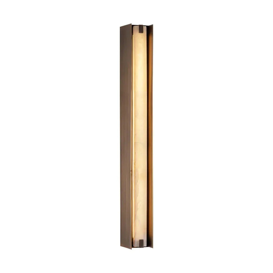 Linear Wall Sconce in alabaster for Hallway by AUVIELIGHT, Dia 6cm x H 55cm / ∅ 2.3″ x H 21.7" / Bronze & White / Warm Light and 1 other sizes