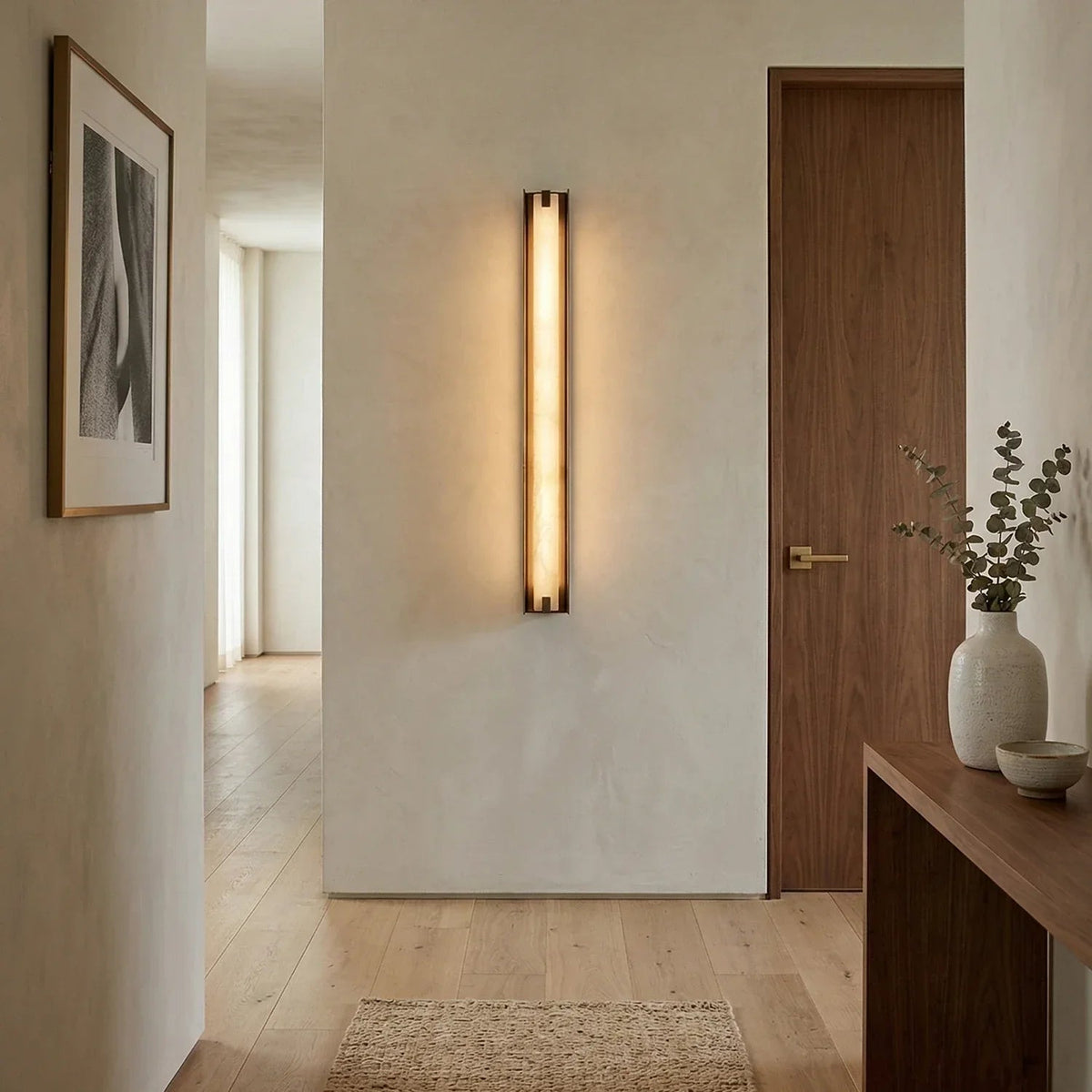 Linear Wall Sconce in alabaster for Hallway by AUVIELIGHT