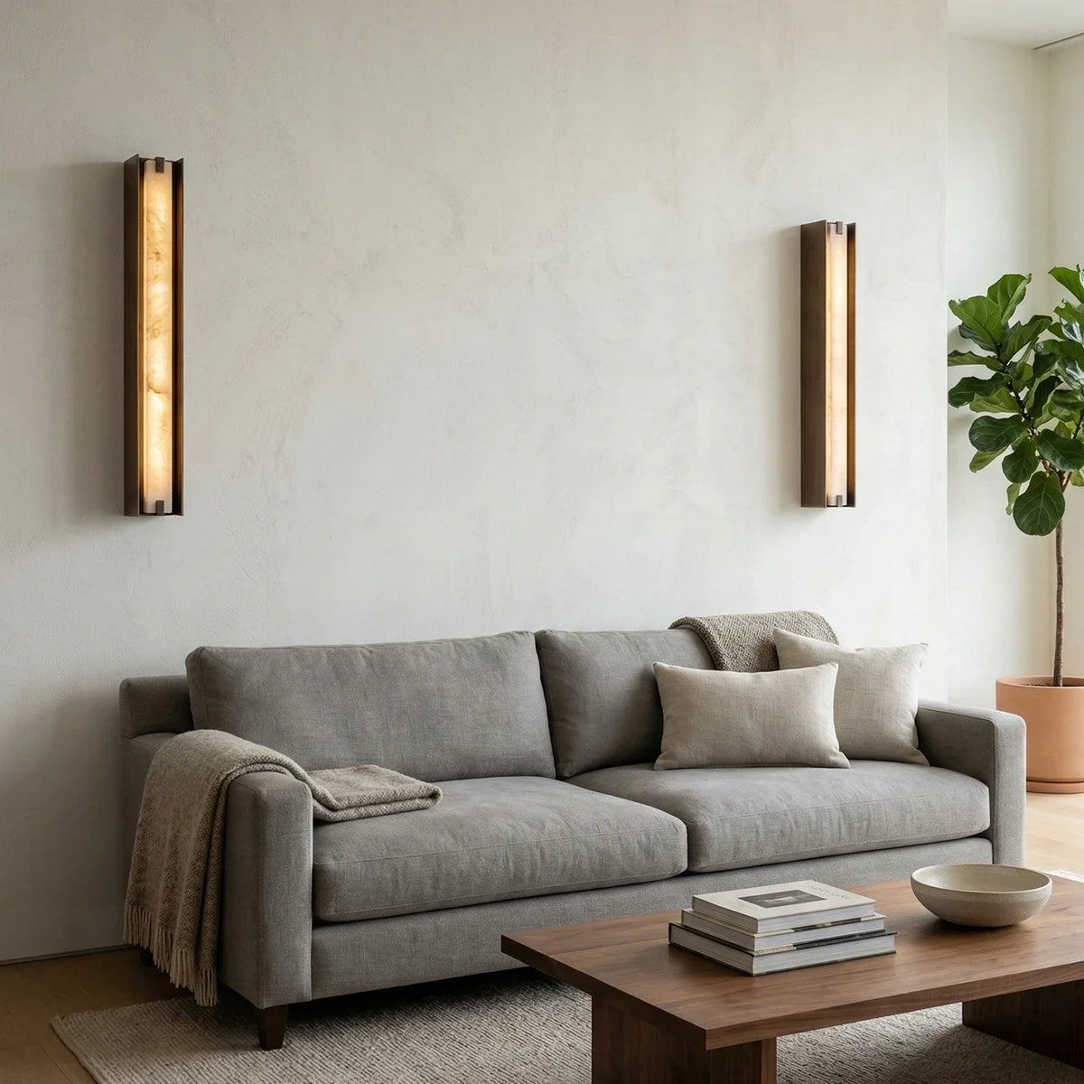 Linear Wall Sconce in alabaster for Hallway by AUVIELIGHT