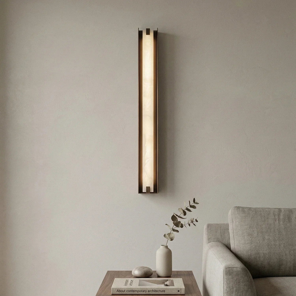 Linear Wall Sconce in alabaster for Hallway by AUVIELIGHT