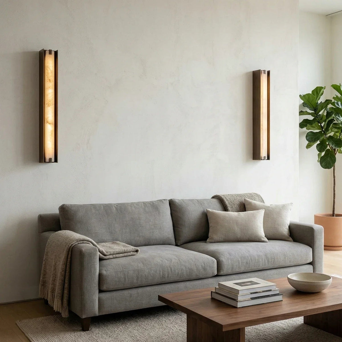 Linear Wall Sconce in alabaster for Hallway by AUVIELIGHT