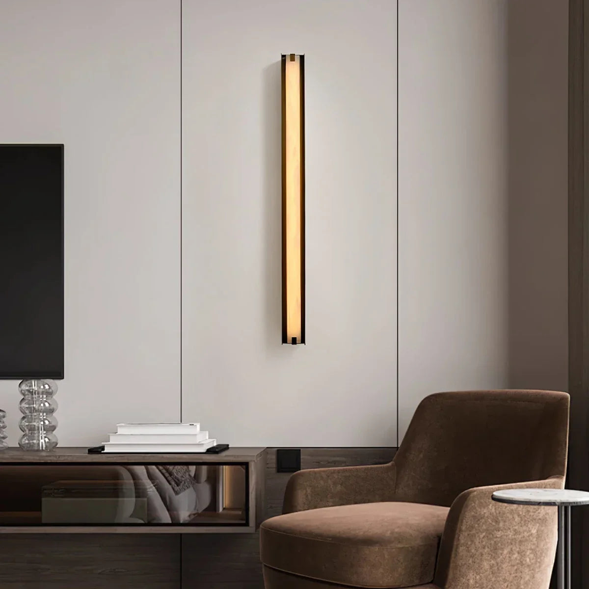 Linear Wall Sconce in alabaster for Hallway by AUVIELIGHT